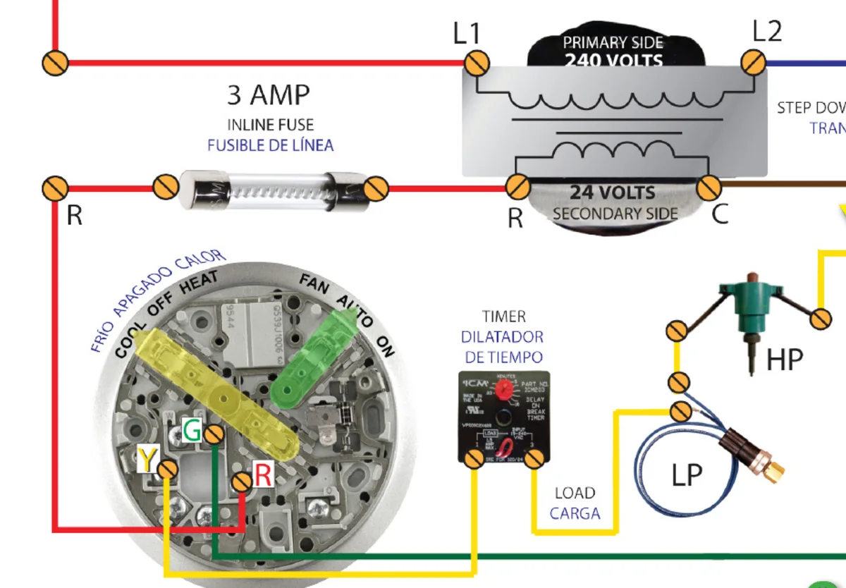 24 V control circuit wiring diagram from the HVAC Technician course