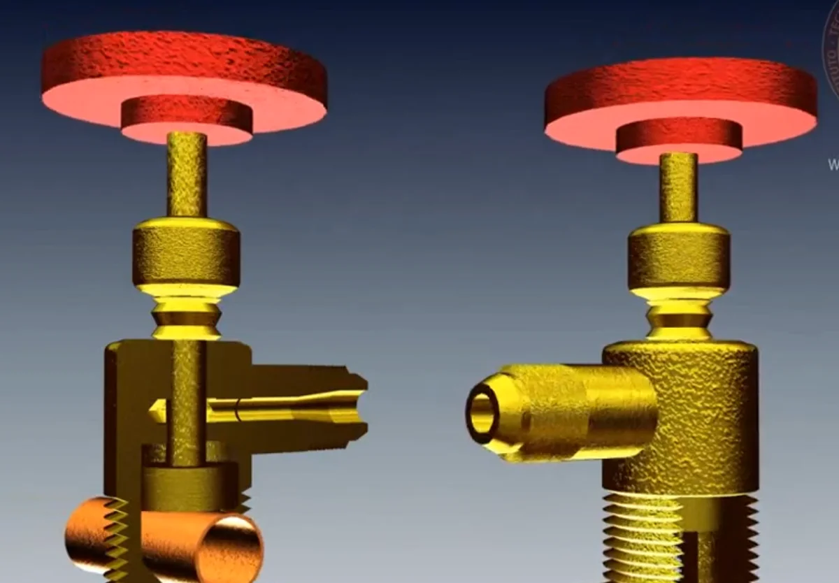 Válvulas de líquido y vapor del cilindro de recuperación en 3D